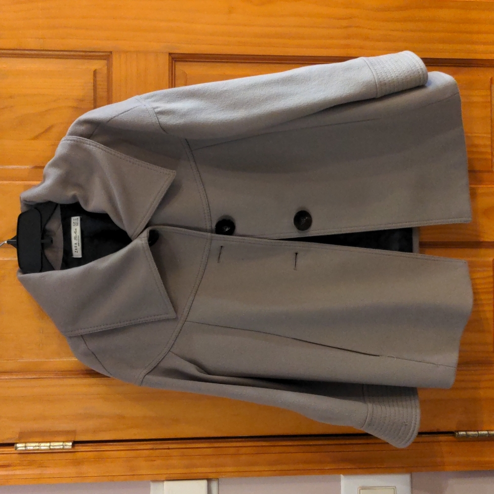 Zara Gray Wool-Blend Short Coat